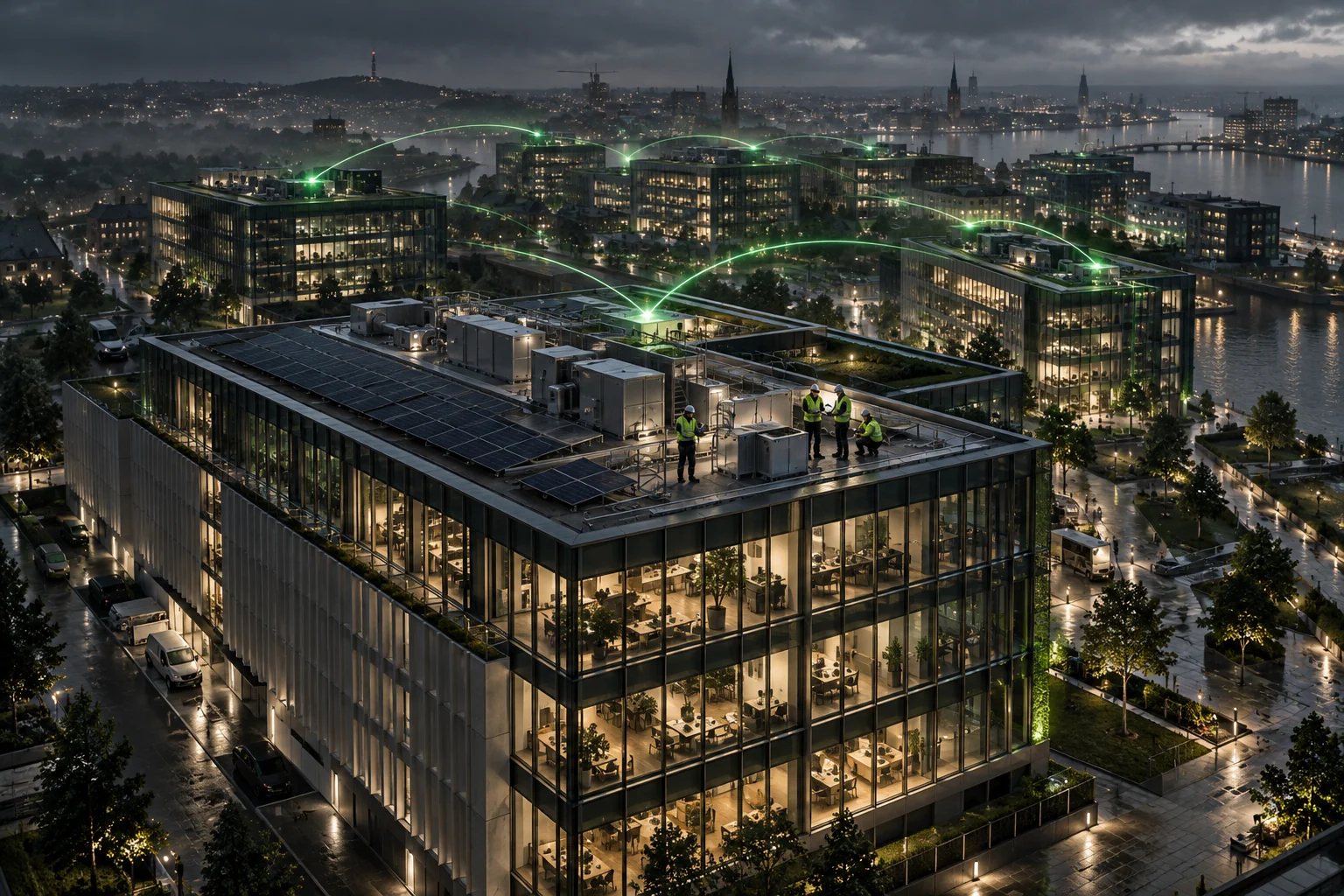 A verified commercial building extending its green operating intelligence across a portfolio of comparable office buildings