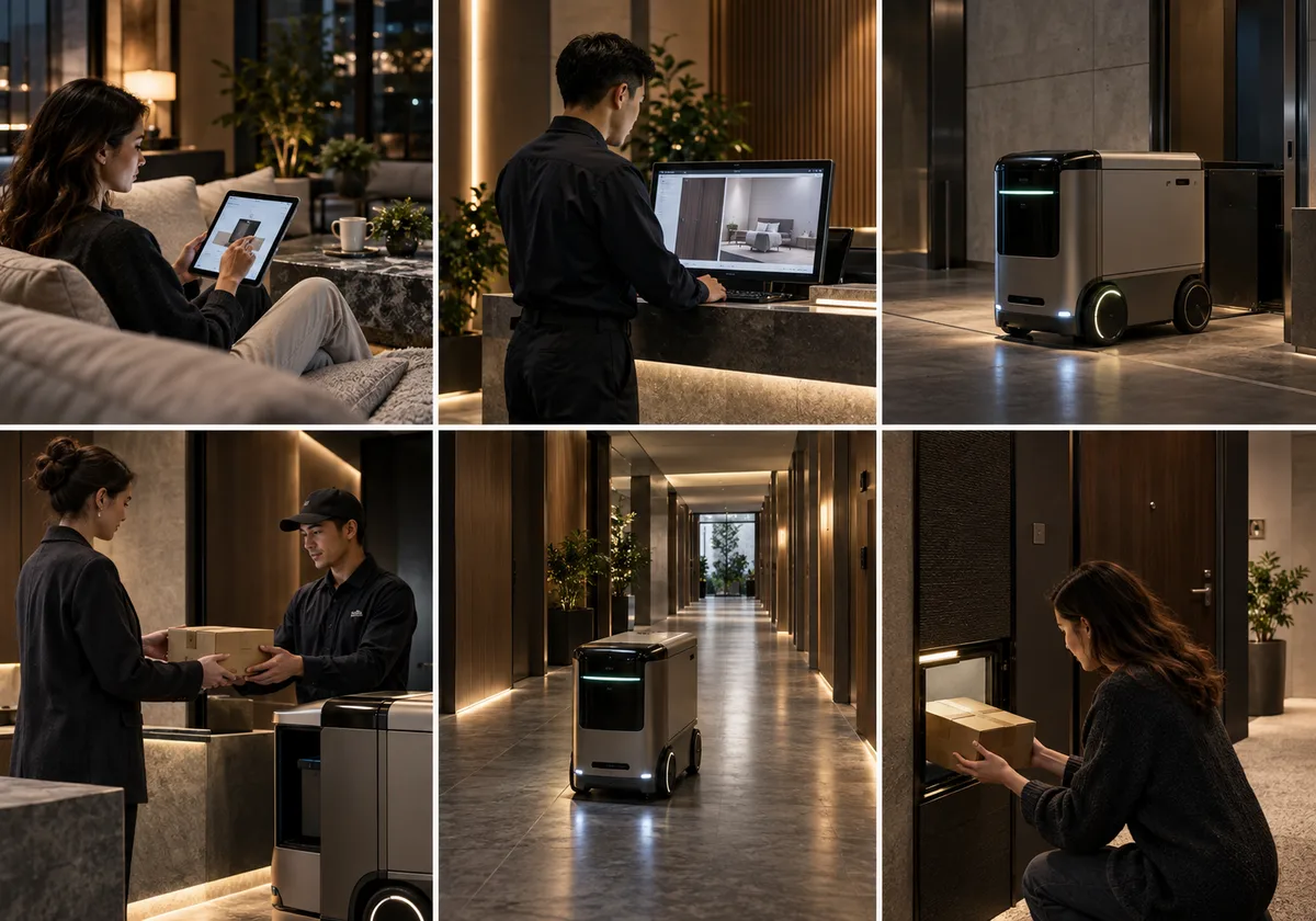 Six physical mission stages with permission review, compatible carrier hand-off, progress and secure receipt; private apartment remains separate.